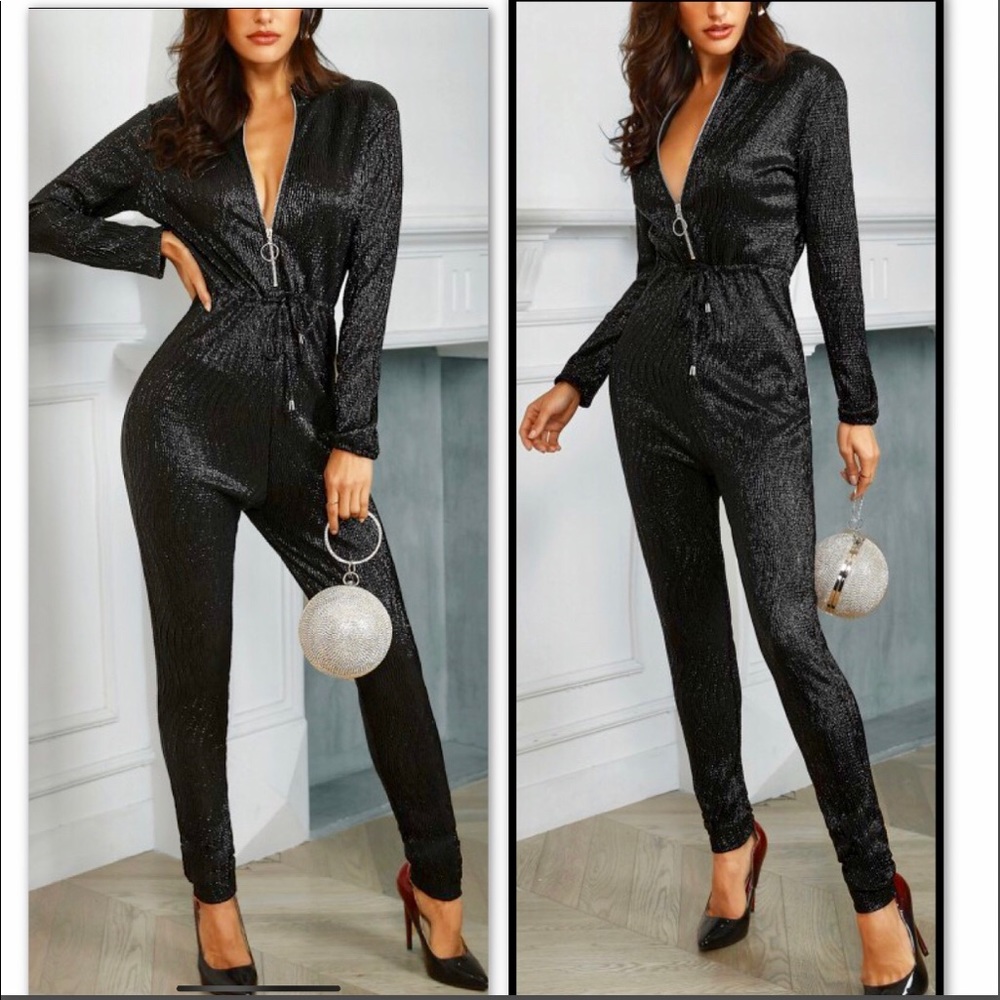 BLACK GLITTER JUMPSUIT - Picture 2 of 6